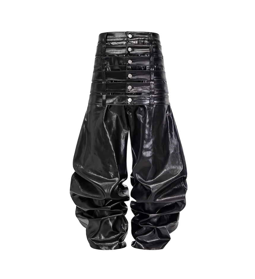RW Low Waist Leather Baggy Pants