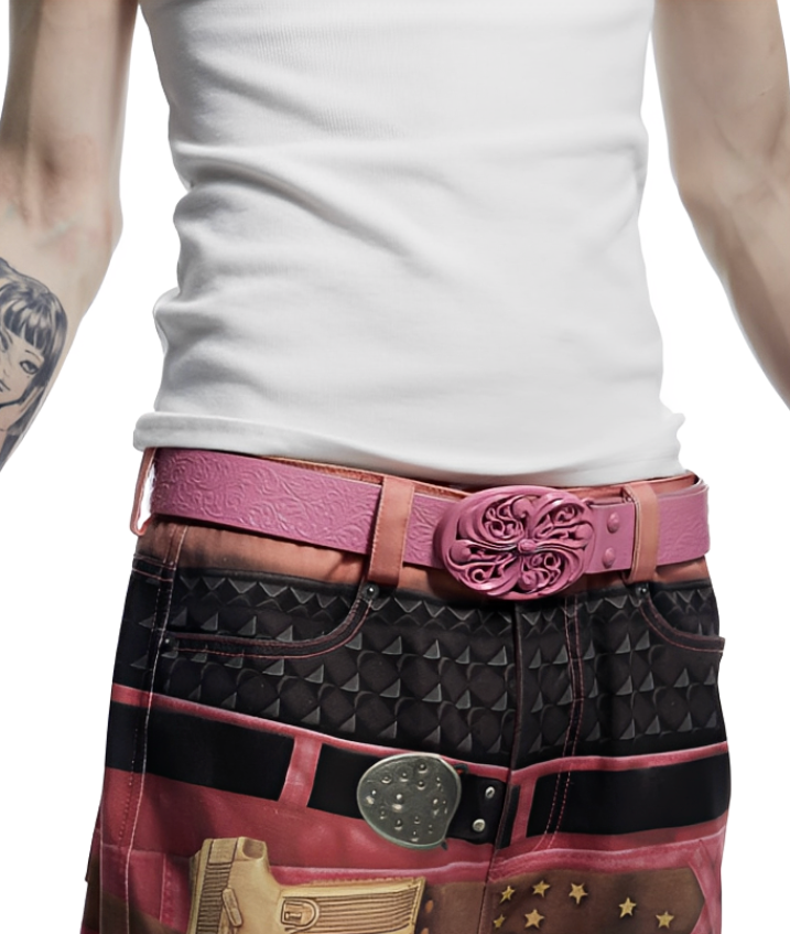 Pink Leather Belt