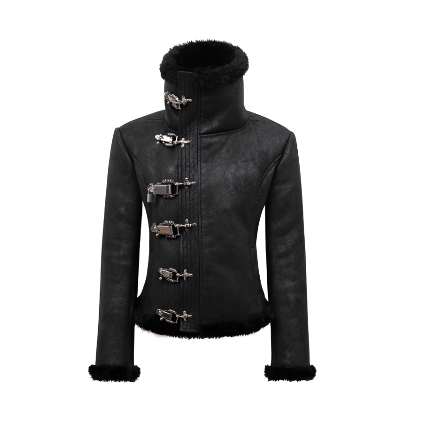 Slim Fit Buckle Matt Leather Jacket
