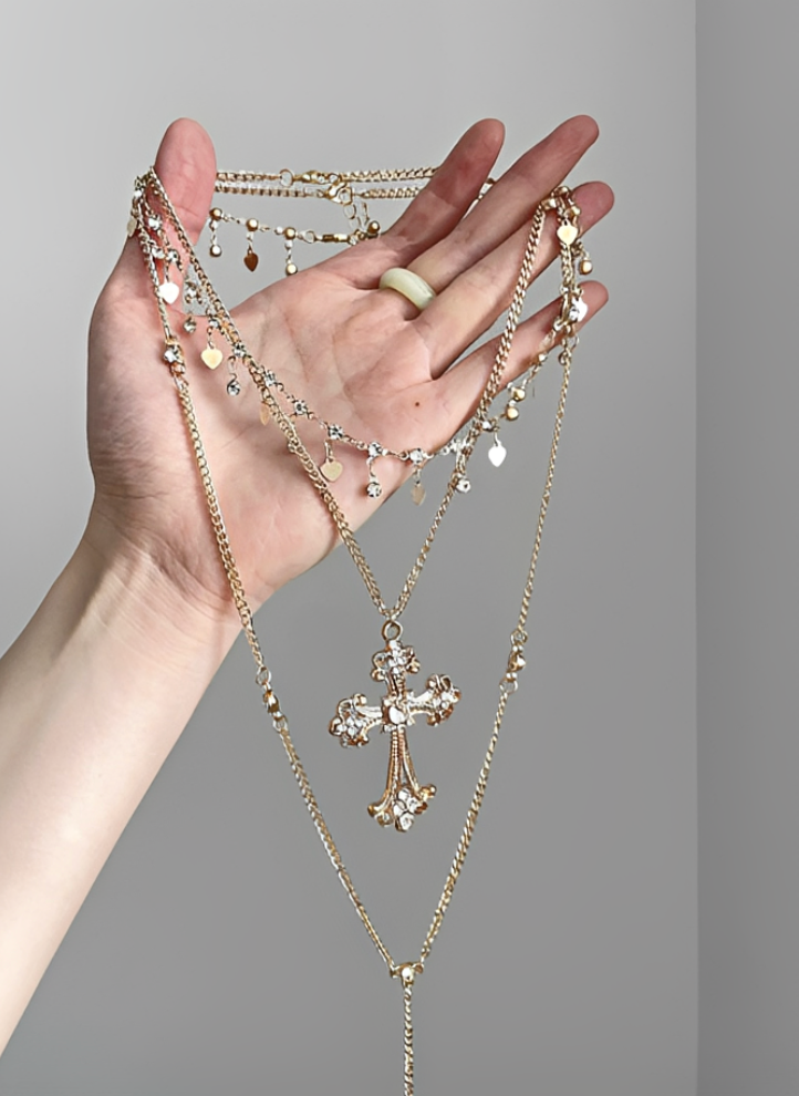 Golden Cross Choker Necklace