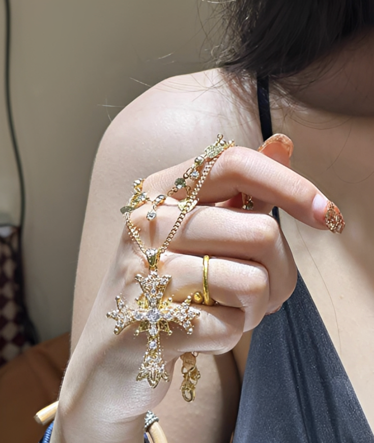 Golden Cross Choker Necklace
