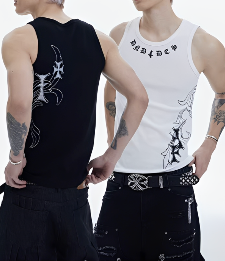 Cross Print D&D Tank Top