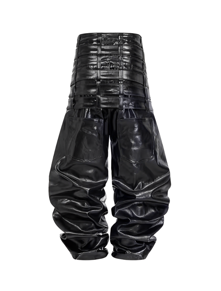 RW Low Waist Leather Baggy Pants