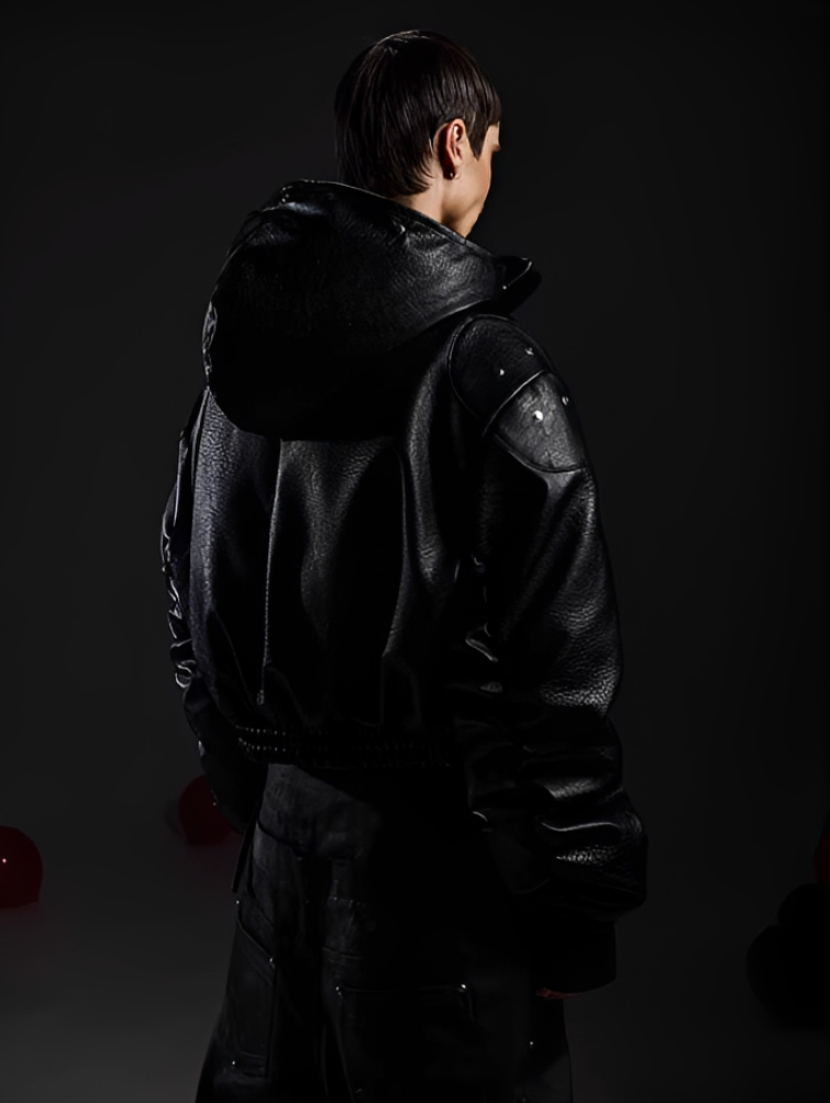 Iron-on Furry Leather Bomber