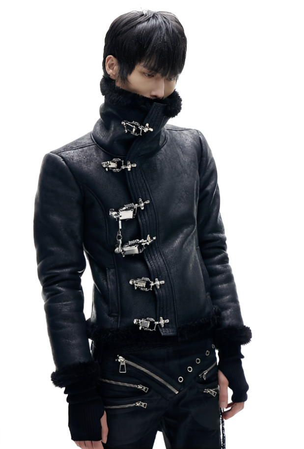 Slim Fit Buckle Matt Leather Jacket