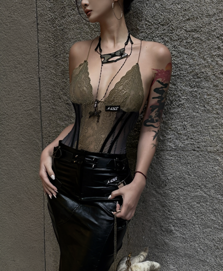 Army Green Laced Top